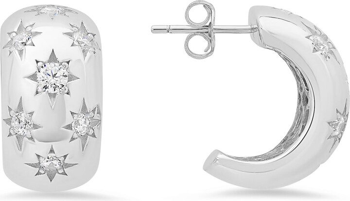 Kylie Harper Chunky Celestial Statement Hoop Earrings In Sterling Silver