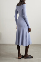 Thumbnail for your product : Proenza Schouler White Label Cold-shoulder Ribbed-knit Midi Dress - Sky blue