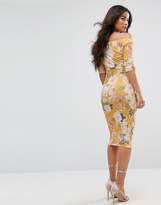 Thumbnail for your product : ASOS Maternity Bardot Dress with Half Sleeve in Yellow Base Floral Print