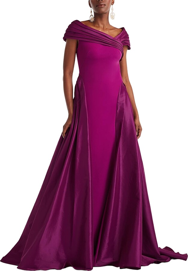 Tadashi Shoji Blanka Draped Contrast Taffeta Ball Gown