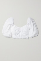 Thumbnail for your product : Jason Wu Collection Cropped Gathered Cotton-blend Poplin Top - White