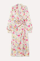 Thumbnail for your product : Art Dealer Michelle Gathered Floral-print Satin Wrap Dress