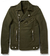 Thumbnail for your product : Balmain Washed Cotton-Twill Biker Jacket