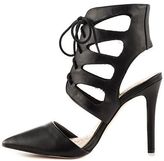 Thumbnail for your product : Jessica Simpson CECERRE BLACK LEATHER POINTED TOE LACEUP ANKLEWRAP dainty cutout