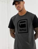 Thumbnail for your product : G Star G-Star logo print t-shirt in dark gray with contrast sleeve