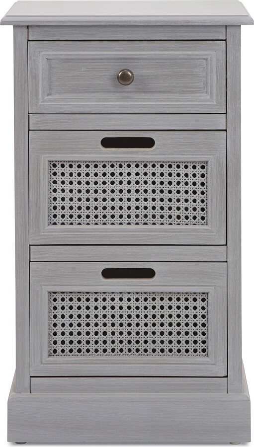 Dunelm Lucy Cane 3 Drawer Bedside Table Grey ShopStyle Chests
