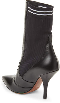 Fendi Black & White Pointed Toe Ankle Booties