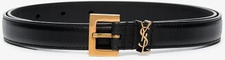 Saint Laurent Black Monogram Leather Belt