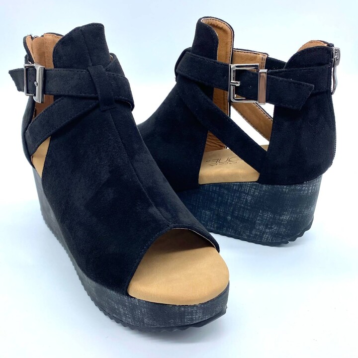 Corkys Footwear Felton Wedge in Black Metallic ShopStyle