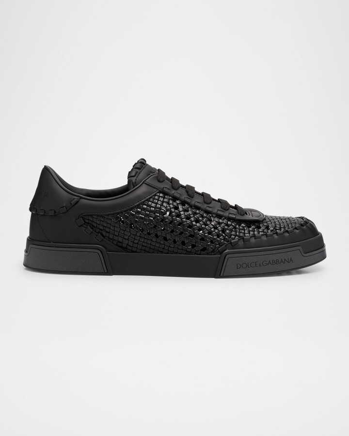 Dolce & Gabbana Men's Portofino Yacht Woven Leather Low-Top Sneakers