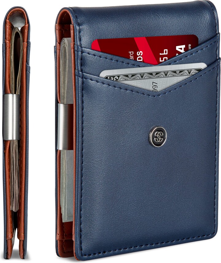 SUAVELL Leather Slim Wallets for Men. Wallet Card Holder with Money