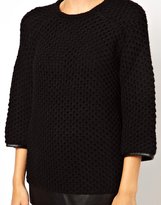 Thumbnail for your product : MANGO Chunky Knit With Leather Look Trim
