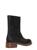 Thumbnail for your product : Maison Margiela 40mm Treated Leather Cropped Boots