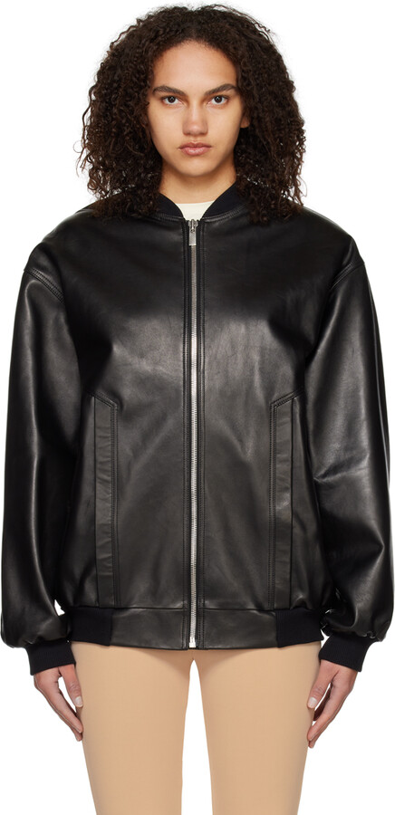 Magda Butrym Black Oversized Leather Jacket - ShopStyle