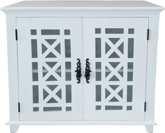 Breakwater Bay Leroy Accent Solid Wood Cabinet W/ Glass Door & Shelf White