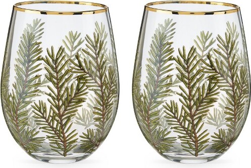 https://img.shopstyle-cdn.com/sim/b8/a0/b8a0b2cd564f43d62a60cb120cd65d45_best/twine-woodland-stemless-wine-glasses-festive-gold-rim-tumblers-decorative-barware-16-oz-set-of-2-green.jpg