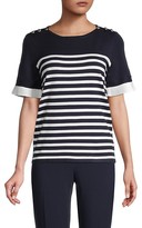 Thumbnail for your product : Karl Lagerfeld Paris Striped Button Sweater
