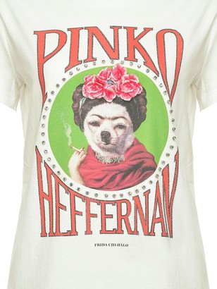 Pinko graphic print stud embellished T-shirt