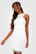 Thumbnail for your product : boohoo Boutique Lace Racer Neck Bodycon Dress