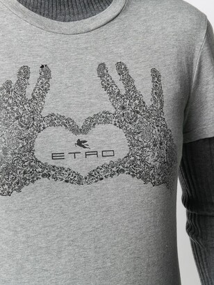 Etro heart-hands print T-shirt