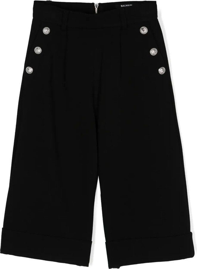 Balmain Kids Pleat-Detail Wide-Leg Trousers