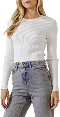 Grey Lab Back Bow Ribbed Sweater