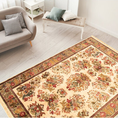 Canora Grey Goudy Hand Knotted Wool Ivory/Brown Rug