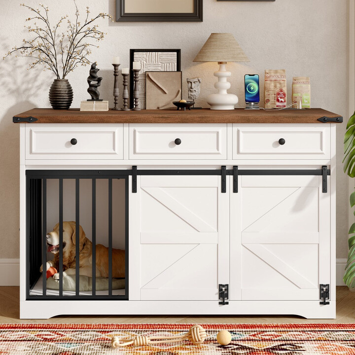 55'' Dog Crate Furniture With 3 Storage Drawers - Maison Boucle