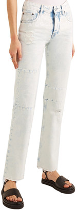 MM6 MAISON MARGIELA Distressed Printed Mid-rise Straight-leg Jeans