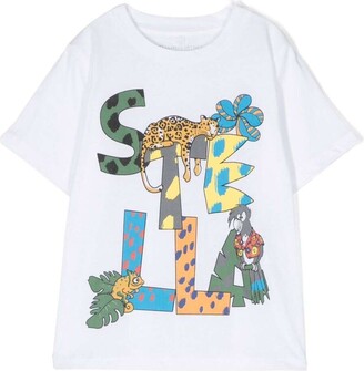 Stella McCartney Kids T-shirt With Animal Logo Print On The Front In White Cotton Boy