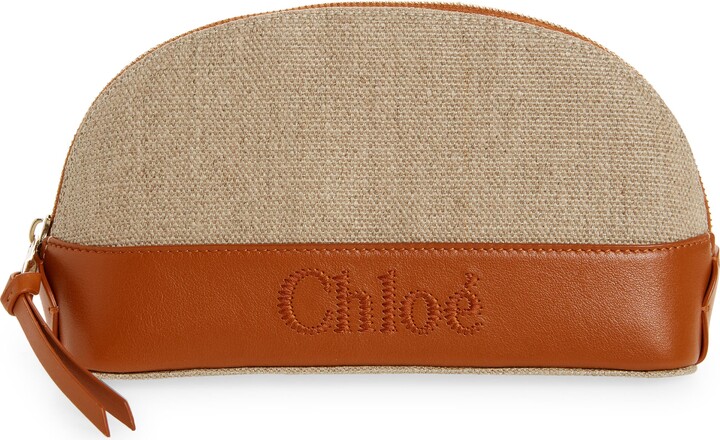 Chloé Sense Linen Canvas & Leather Cosmetics Pouch - ShopStyle Makeup &  Travel Bags