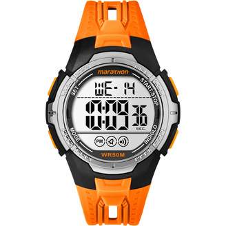 Timex Unisex Quartz Watch with LCD Dial Digital Display and Orange Resin Strap TW5M06800