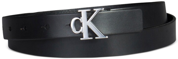 Calvin Klein Women's Monogram Buckle Skinny Belt - ShopStyle