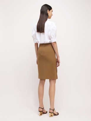 Givenchy High Waist Stretch Midi Skirt W/ Buttons