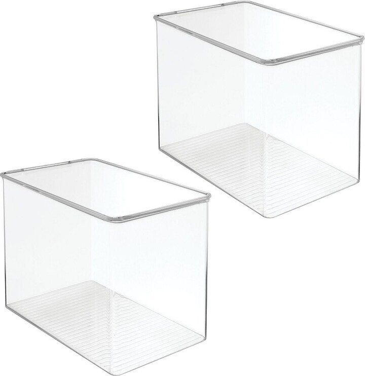 mDesign Tall Plastic Stackable Toy Storage Box with Hinge Lid, 2 Pack