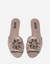 Thumbnail for your product : Dolce & Gabbana Slippers in lace with crystals