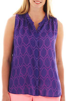 Thumbnail for your product : JCPenney jcp Sleeveless Shirred Top - Plus