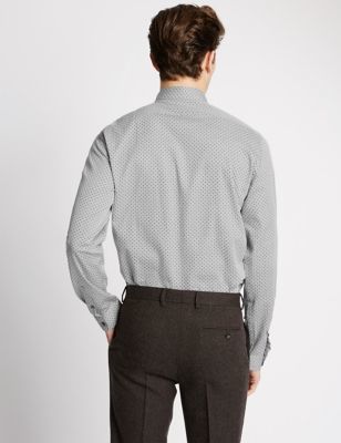 Marks and Spencer Pure Cotton Tailored Fit Long Sleeve Shirt