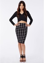 Thumbnail for your product : Missguided Kay Grid Print Midi Skirt Black