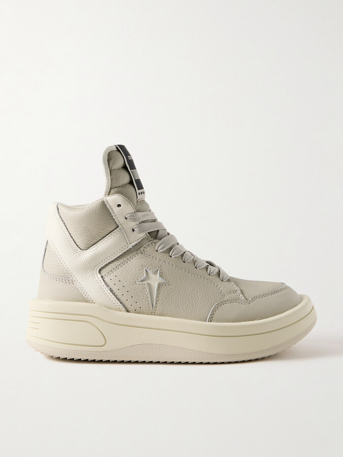 Rick Owens - + Converse Turbowpn Textured-leather High-top Sneakers - Neutrals
