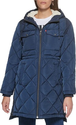 Levi's Women's Plus Soft Sherpa Lined Diamond Quilted Long Parka Jacket  (Standard & Plus Sizes) - ShopStyle