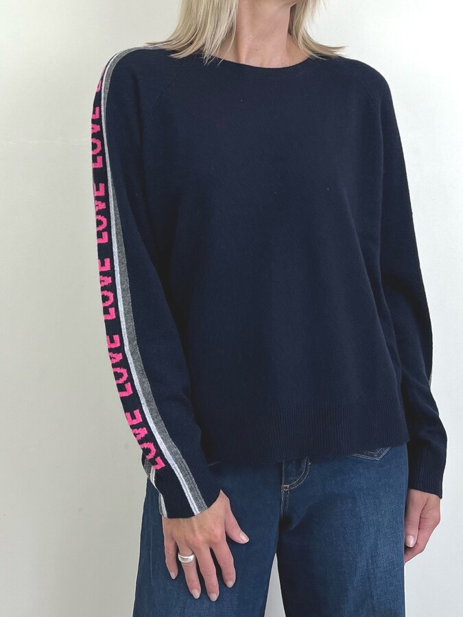 Brodie Cashmere Navy Cashmere Sweater With Love ShopStyle