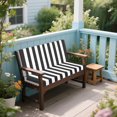 Longshore Tides Outdoor Deep Seat Cushions For Patio Furniture Waterproof Replacement Patio Chair Cushions Double Seat Cushions With White Stripe Design