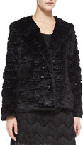 Thumbnail for your product : Milly Short Faux-Fur Metallic Jacket