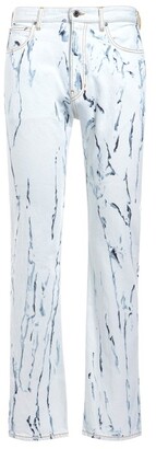 Just Cavalli Painterly Print Washed Straight-Leg Jeans