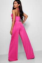 Thumbnail for your product : boohoo Slinky Halter Wide Leg Jumpsuit