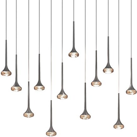 AXO Light Axolight Fairy LED Linear Chandelier in Amber, Size: 12 light