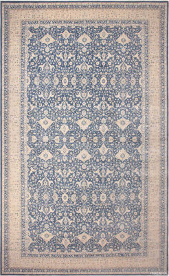 Nazmiyal Collection Blue Oversized Modern Oriental Traditional Indian Agra Rug