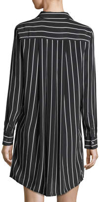 Equipment Carmine Striped Button-Front Silk Shirtdress