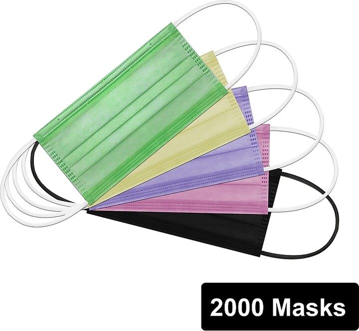 Unbranded Disposable Earloop Face Mask, Multicolor, 2000/Carton (FIK0965R)